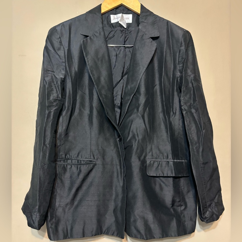 JONES NEW YORK 100% Silk Black Blazer
